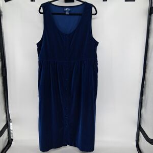TY Original Wear 20W Jumper Dress Pinafore Midi Pockets Velour Retro Cottagecore